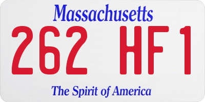 MA license plate 262HF1