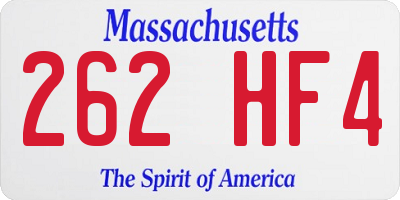 MA license plate 262HF4