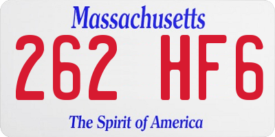 MA license plate 262HF6