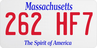 MA license plate 262HF7