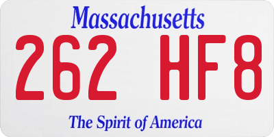 MA license plate 262HF8