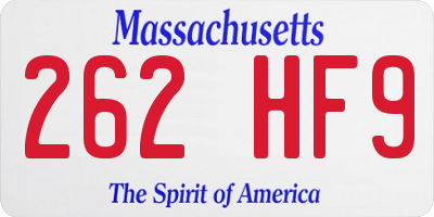 MA license plate 262HF9