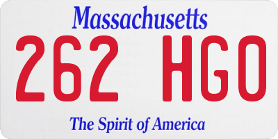 MA license plate 262HG0