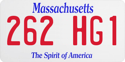 MA license plate 262HG1