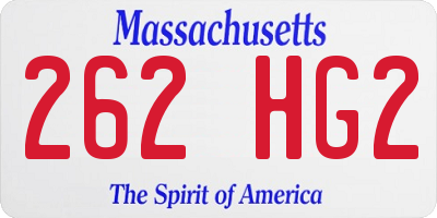 MA license plate 262HG2