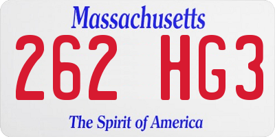 MA license plate 262HG3