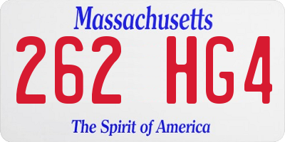 MA license plate 262HG4