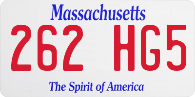 MA license plate 262HG5