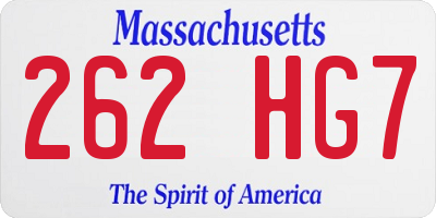 MA license plate 262HG7