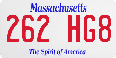 MA license plate 262HG8