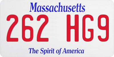MA license plate 262HG9