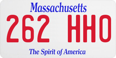 MA license plate 262HH0