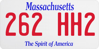 MA license plate 262HH2
