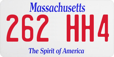 MA license plate 262HH4
