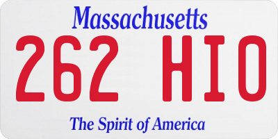 MA license plate 262HI0
