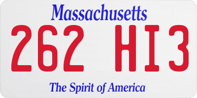 MA license plate 262HI3