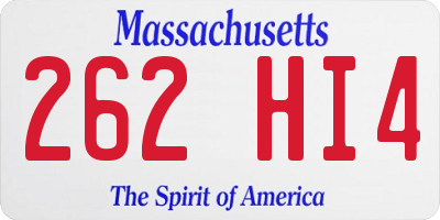 MA license plate 262HI4