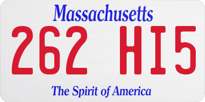 MA license plate 262HI5