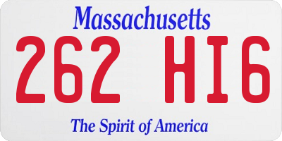 MA license plate 262HI6