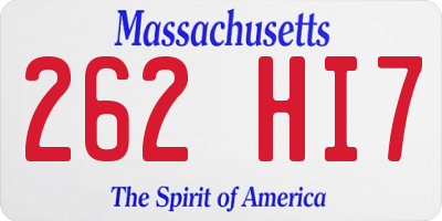 MA license plate 262HI7