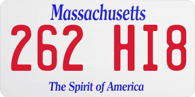 MA license plate 262HI8