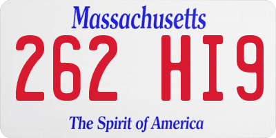 MA license plate 262HI9