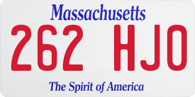 MA license plate 262HJ0