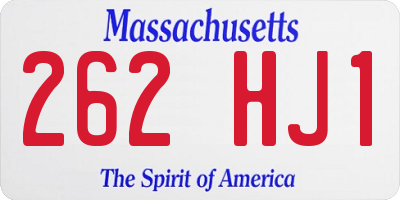 MA license plate 262HJ1
