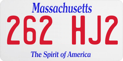 MA license plate 262HJ2