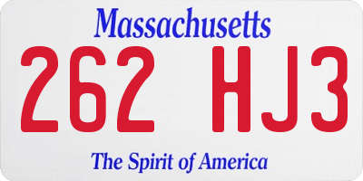 MA license plate 262HJ3