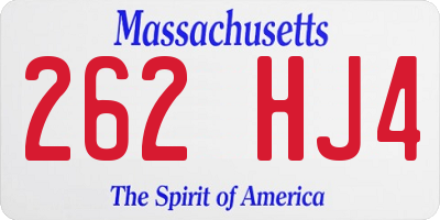 MA license plate 262HJ4