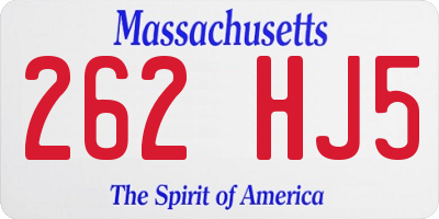 MA license plate 262HJ5