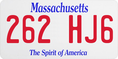 MA license plate 262HJ6