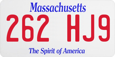 MA license plate 262HJ9