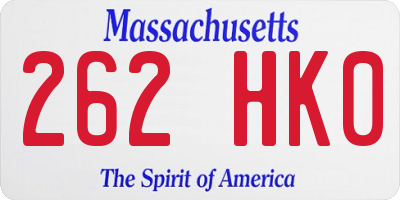 MA license plate 262HK0