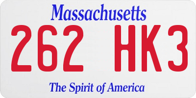 MA license plate 262HK3