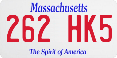 MA license plate 262HK5