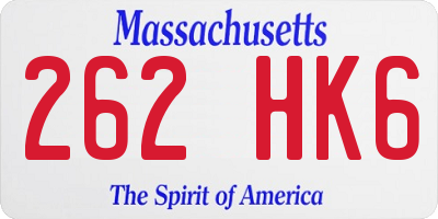 MA license plate 262HK6