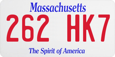 MA license plate 262HK7