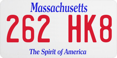 MA license plate 262HK8