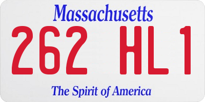 MA license plate 262HL1