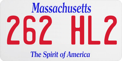 MA license plate 262HL2