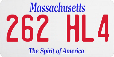 MA license plate 262HL4