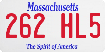 MA license plate 262HL5