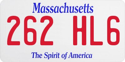 MA license plate 262HL6
