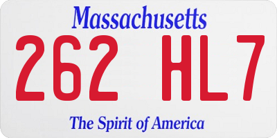 MA license plate 262HL7
