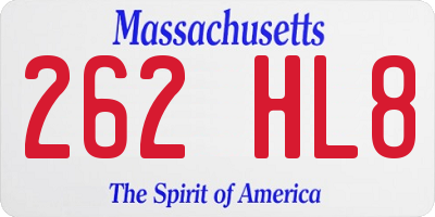 MA license plate 262HL8