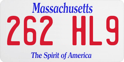 MA license plate 262HL9