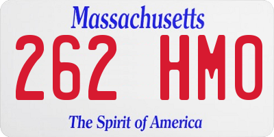 MA license plate 262HM0