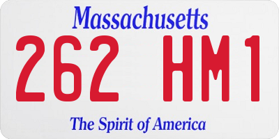 MA license plate 262HM1